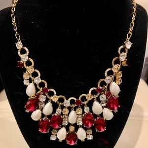 Kate Spade Red Rhinestone and Pearls Necklace